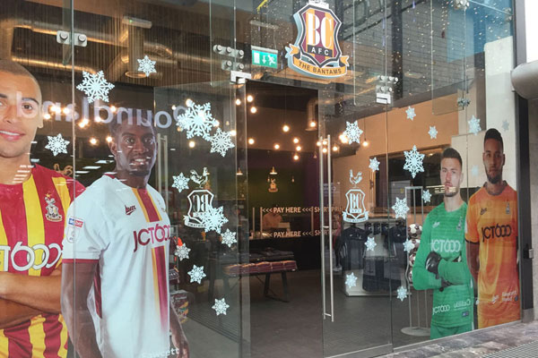 Bradford City's Christmas window.