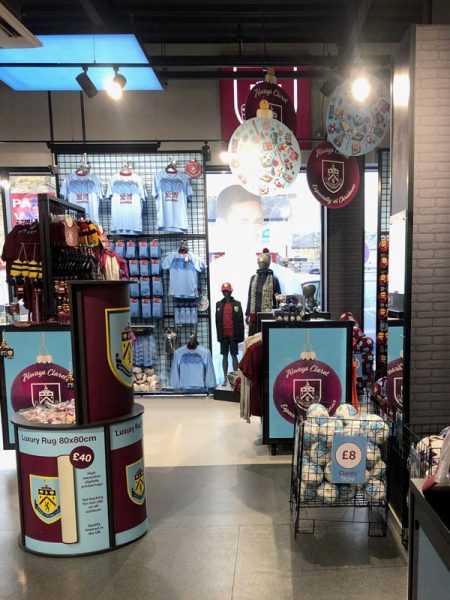 Christmas upgrade for the club shop at Burnley FC.