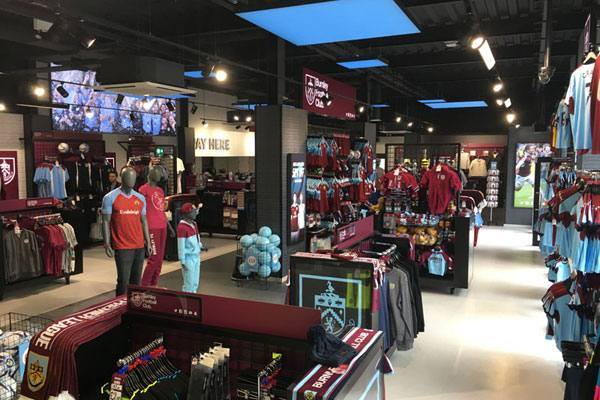 View across the shop floor at Burnley FC Club Shop.